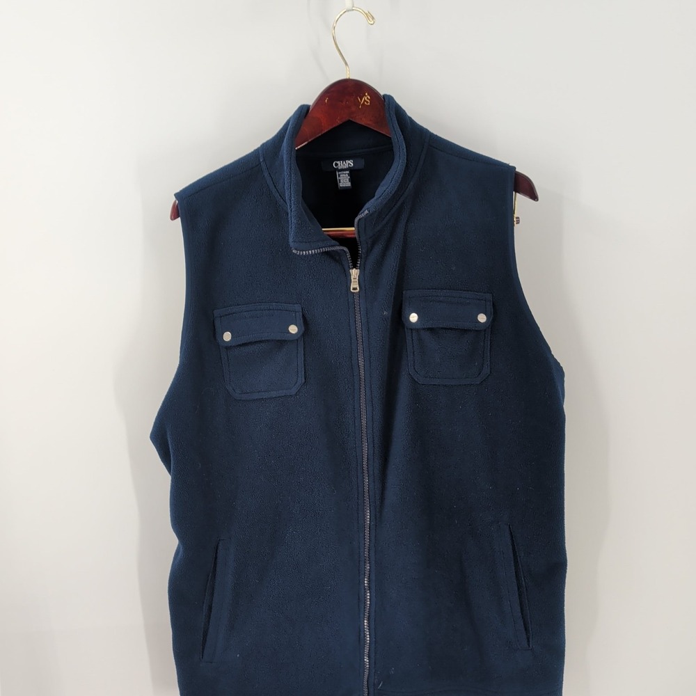 Chaps Sports Winterwear Hiking Comfort Full Zip‎ Fleece Vest Navy Blue Size 2XL